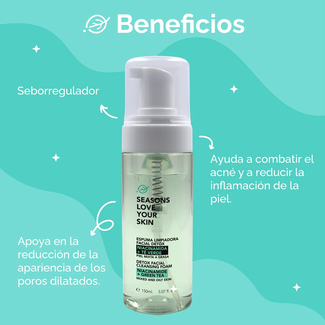 Espuma Limpiadora Facial Niacinamida + Té Verde